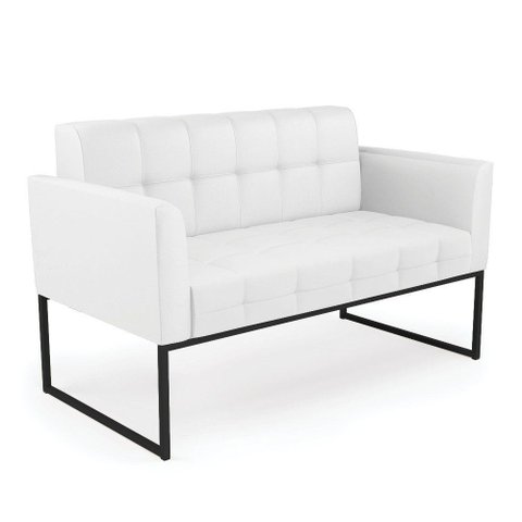 Sofá Namoradeira Elisa Corino Branco Base Metálica Industrial Preto - D'Rossi