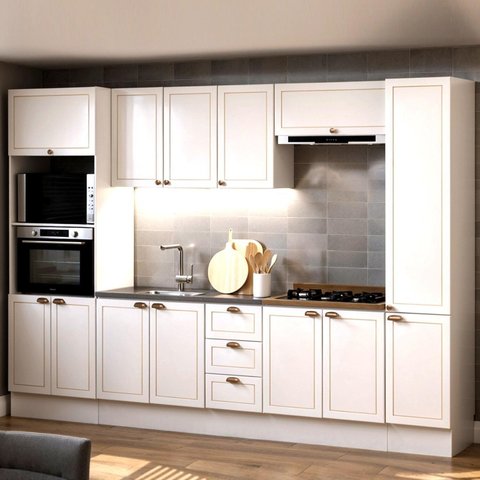 Cozinha Completa Modulada 6 Peças Provençal/Americano Branco/Ébano