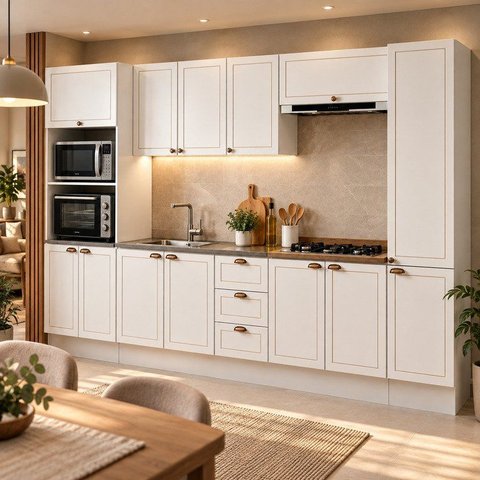 Cozinha Completa Modulada 6 Peças Provençal/Americano Branco/Ébano