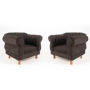 Ver imagem 1 de 2 Poltronas Chesterfield Elisabeth Capitonê - Suede Marrom / Sala, Recepção, Barbearia, Consultorio,