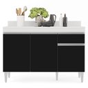 Ver imagem 7 de Balcão Gabinete 120cm Com Tampo 3 Portas 1 Gaveta Arizona Branco/Preto - Lumil Móveis