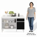 Ver imagem 5 de Balcão Gabinete 120cm Com Tampo 3 Portas 1 Gaveta Arizona Branco/Preto - Lumil Móveis