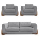 Ver imagem 1 de Kit 2 Poltronas e Sofá 2 Lugares Linho Pés Castanho Grafite