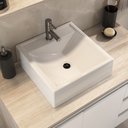 Ver imagem 2 de Conjunto Gabinete Banheiro Completo Prisma 80cm Madeirado/branco com Tampo de Vidro