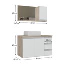 Ver imagem 6 de Conjunto Gabinete Banheiro Completo Prisma 80cm Madeirado/branco com Tampo de Vidro