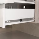 Ver imagem 5 de Conjunto Gabinete Banheiro Completo Prisma 80cm Madeirado/branco com Tampo de Vidro