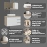 Conjunto Gabinete Banheiro Completo Prisma 80cm Madeirado/branco com Tampo de Vidro - 7