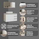 Ver imagem 7 de Conjunto Gabinete Banheiro Completo Prisma 80cm Madeirado/branco com Tampo de Vidro