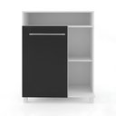 Ver imagem 3 de Armário Balcão de Cozinha Multiuso 60cm 1 Porta 3 Prateleiras M09T Branco/Preto - Decibal Móveis