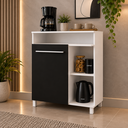 Ver imagem 1 de Armário Balcão de Cozinha Multiuso 60cm 1 Porta 3 Prateleiras M09T Branco/Preto - Decibal Móveis