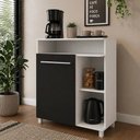 Ver imagem 1 de Armário Balcão de Cozinha Multiuso 1 Porta 3 Prateleiras 60cm m09T Cor Branco e Preto - Decibal