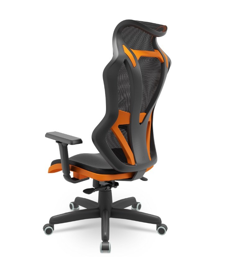 Cadeira Plaxmetal Gamer Vizon Dz Encosto Tela Mecanismo Relax System Detalhes Laranja - 3