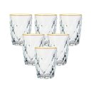 Ver imagem 1 de Conjunto de Copos de Vidro Diamond Fio de Ouro 270ml 6 peças - Lyor