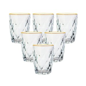 Conjunto de Copos de Vidro Diamond Fio de Ouro 270ml 6 peças - Lyor