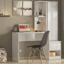 Ver imagem 2 de Escrivaninha Mesa p/ Computador + Armário Alaska Branco Home Office Escritório - Bela Móveis