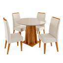 Ver imagem 1 de Conjunto Sala de Jantar 4 Lugares Redondo Tampo de Vidro/MDF Bristol Cobre/Off White/Bege - Casa Giu