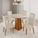 Ver imagem 4 de Conjunto Sala de Jantar 4 Lugares Redondo Tampo de Vidro/MDF Bristol Cobre/Off White/Bege - Casa Giu