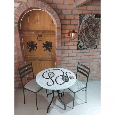 Mesa de Miró 4 Lugares 90cm Marrom Mosaico
