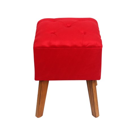 2X Puff Carré Poptem Quadrado Capitonê vermelho banqueta madeira quadrado decorativo assento acolcho