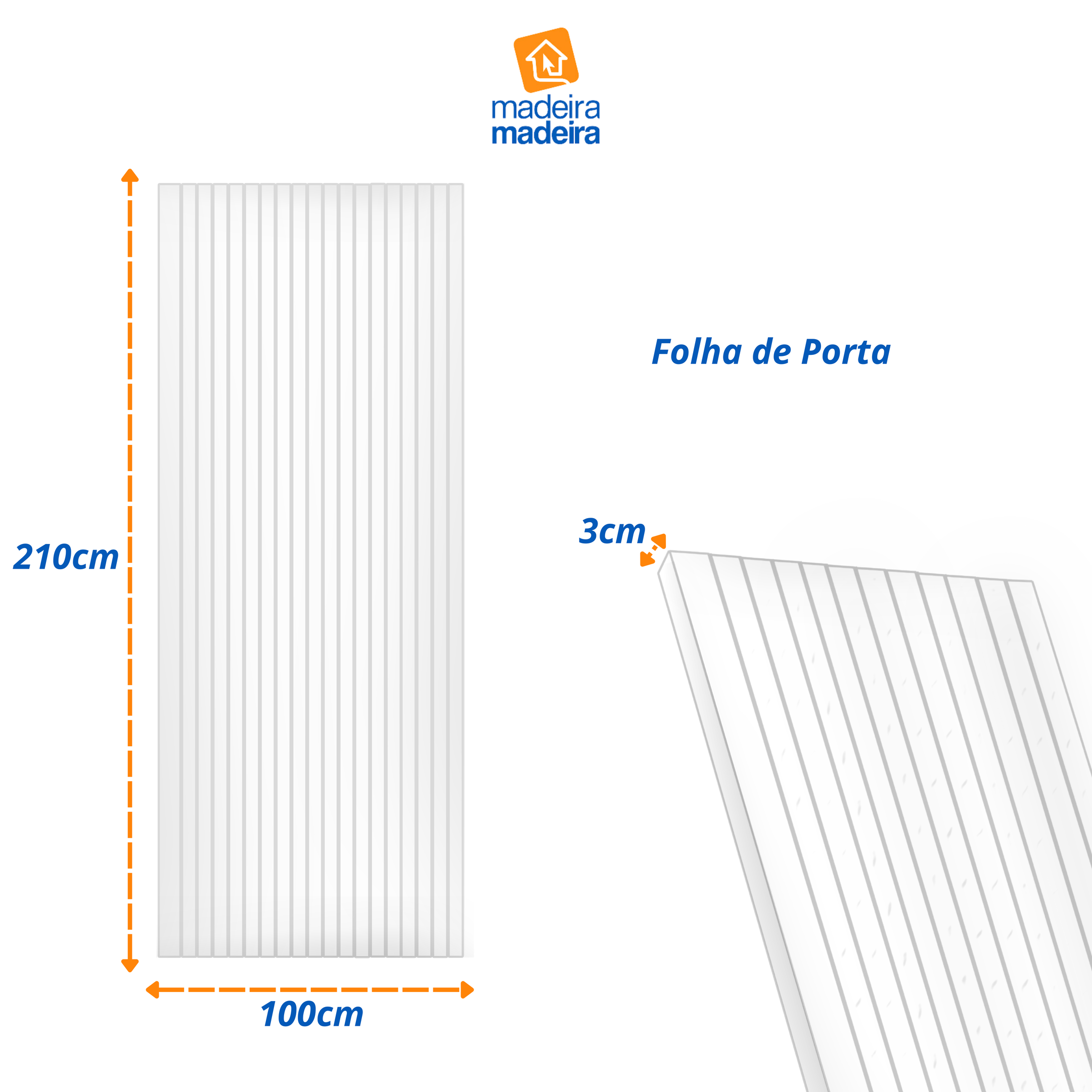 Folha de Porta Madeira Ripada Tauari 210x100cm Faroni Mapaf  - 5