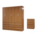 Ver imagem 3 de Guarda-roupa Casal Stella 6 Portas 9 Gavetas com Cômoda 5 Gavetas Cinamomo - Panorama Móveis