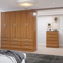Ver imagem 1 de Guarda-roupa Casal Stella 6 Portas 9 Gavetas com Cômoda 5 Gavetas Cinamomo - Panorama Móveis