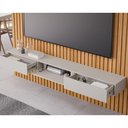 Ver imagem 6 de Rack Bancada C/ Painel P/ Tv até 75 Pol Maragogi Ripado 1 Porta e 2 Gavetas 230x220cm Cinamomo/off