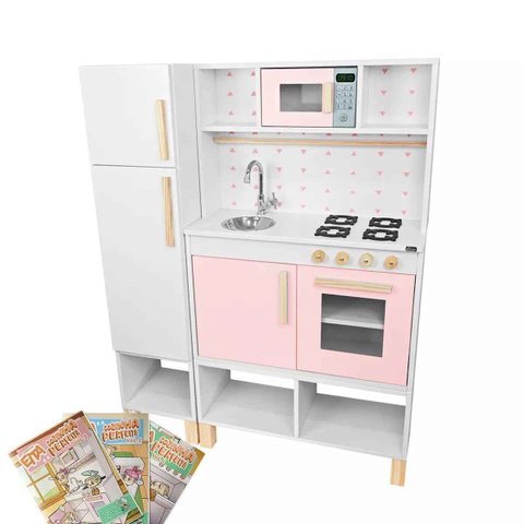 Módulo Crescer Cozinha Infantil com Geladeira - Rosa Bebê