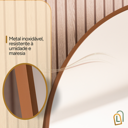 Espelho Grande Oval C/ Base Reta Moldura Alumínio Marrom Corpo Inteiro150x60cm Suporte Parede e Chão - 11