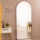 Ver mais imagens de Espelho Grande Oval C/ Base Reta Moldura Alumínio Marrom Corpo Inteiro150x60cm Suporte Parede e Chão