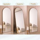 Ver imagem 4 de Espelho Grande Oval C/ Base Reta Moldura Alumínio Marrom Corpo Inteiro150x60cm Suporte Parede e Chão