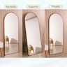 Espelho Grande Oval C/ Base Reta Moldura Alumínio Marrom Corpo Inteiro150x60cm Suporte Parede e Chão - 4