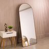 Espelho Grande Oval C/ Base Reta Moldura Alumínio Marrom Corpo Inteiro150x60cm Suporte Parede e Chão - 5