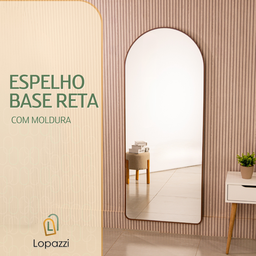 Espelho Grande Oval C/ Base Reta Moldura Alumínio Marrom Corpo Inteiro150x60cm Suporte Parede e Chão - 7