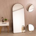 Ver imagem 6 de Espelho Grande Oval C/ Base Reta Moldura Alumínio Marrom Corpo Inteiro150x60cm Suporte Parede e Chão