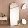 Espelho Grande Oval C/ Base Reta Moldura Alumínio Marrom Corpo Inteiro150x60cm Suporte Parede e Chão - 6