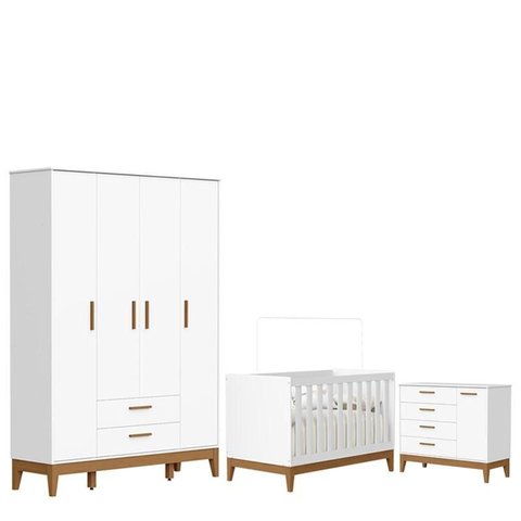 Quarto de Bebê Flip com Cômoda Sapateira Branco Acetinado - Reller
