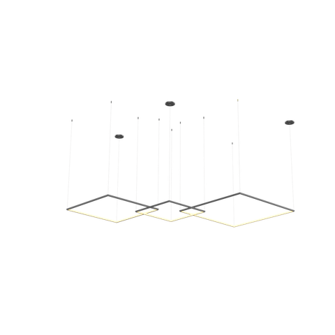 Lustre Pendente de Led Bleisi 3 Aros Quadrados 84W - 80x60x40cm