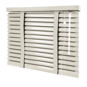 Persiana Horizontal - 1,70m Larg X 1,20m Alt - Alumínio 50mm com Fita Decorativa - Cor: Bege Claro -