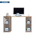 Ver imagem 5 de Escrivaninha Mesa Escritório Torre Organizadora Multifuncional 136cm Nogueira Caiena e Cacão Marrom