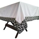 Ver imagem 4 de Toalha Mesa Gabardine Borda Jacquard 1,45x1,45 4 Lugares Branco
