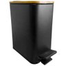 Lixeira Banheiro Metal Tampa Bambu Balde Removível Pedal Styllus Preta 5 Litros – Wincy - 1