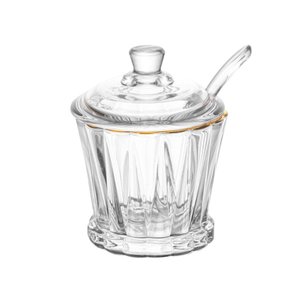 Acucareiro Cristal C/ Colher Fio de Ouro Radial 210ml Lyor