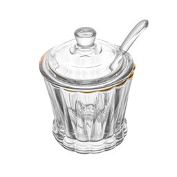 Acucareiro Cristal C/ Colher Fio de Ouro Radial 210ml Lyor - 4