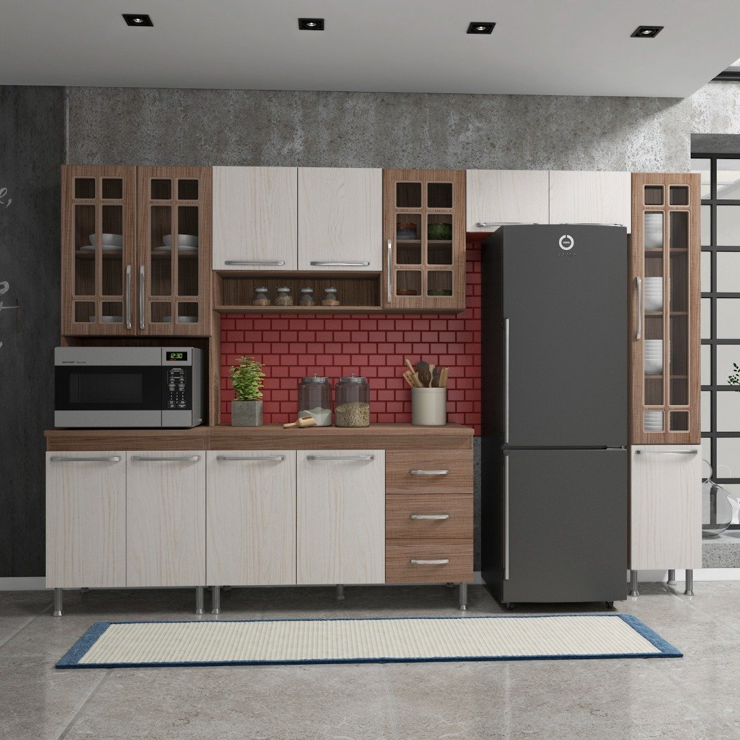 Cozinha Completa D'incanto Paris Modulada 5 Peças 295 Cm 12 Portas 3 ...