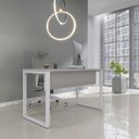 Ver imagem 1 de Escrivaninha Mesa Escritório X 150cm Industrial Cinza e Branco
