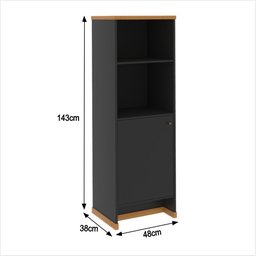 Conjunto Escritório Office 4 Peças Mesa Gaveteiro Armário Buffet Berlin - Vianossa - Preto e - 6