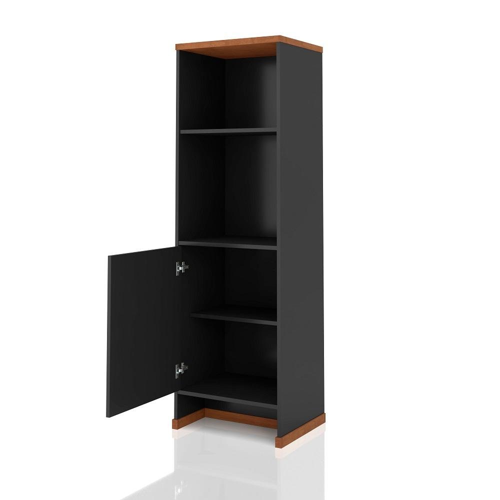 Conjunto Escritório Office 4 Peças Mesa Gaveteiro Armário Buffet Berlin - Vianossa - Preto e - 7