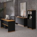 Ver imagem 7 de Conjunto Escritório Office 4 Peças Mesa Gaveteiro Armário Buffet Berlin - Vianossa - Preto e