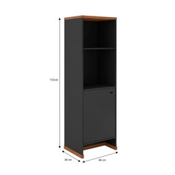 Conjunto Escritório Office 4 Peças Mesa Gaveteiro Armário Buffet Berlin - Vianossa - Preto e - 3